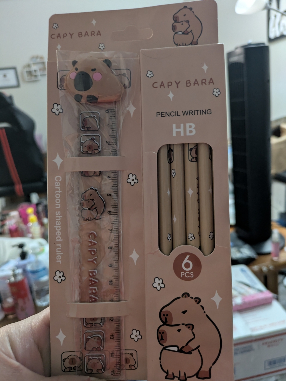Cartoon Pencil & Ruler Set - 6 HB Pencils
